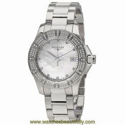 Longines Conquest Mother of Pearl Dial Diamond Ladies Watch L3.280.0.87.7