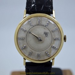 Vintage Longines 14K Yellow Gold Mystery Dial Manual Diamond Wristwatch