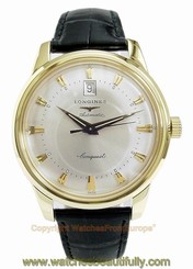 LONGINES Conquest Heritage 18k YG Automatic Mens Watch - Box/Papers Retail $6450