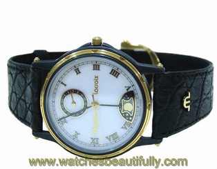 MAURICE LACROIX CLASSIC MOONPHASE DATE BLACK CASE MENS WATCH NOS SWISS