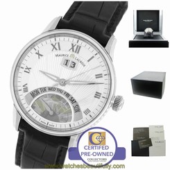 Men's Maurice Lacroix Jours Retrograde Masterpiece Day Date Silver Watch MP6358