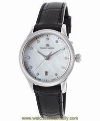 Maurice Lacroix LC1113-SS001-170 Women's Les Classiques Diamond Black Leather 2013878780514