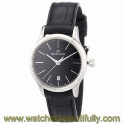 Maurice Lacroix Les Classiques Date Black Dial Black Leather Ladies Quartz Watch
