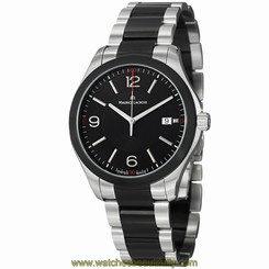 Maurice Lacroix Men's 'Miros' Black Dial Two Tone Steel Watch MI1018-SS002331 722630228073