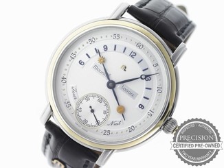 MAURICE LACROIX MASTERPIECE JOUR ET NUIT 18K GOLD BEZEL SILVER MP6218-YS101-190