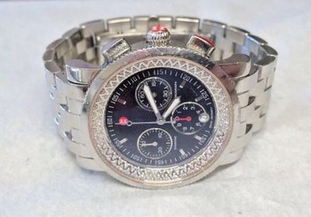 Michele Watch Black Dial Sport Sail Diamond Chronograph MW01C01D9002 Box Links