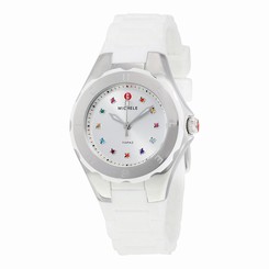 New Michele Petite Tahitian Jelly Bean Topaz White Silver Watch MWW12P000001