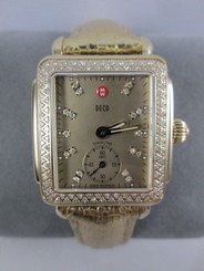 NEW Michele Deco 16 Metallic Gold Tone Diamond Watch MW06V01B0067 Refurbished