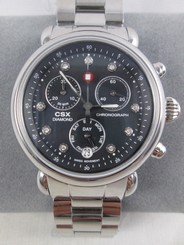 NEW Michele Silver CSX 36 Diamond Dial Black Watch Sport Band MW03M00A0928 NIB