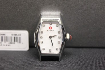 NWT Michele Urban Coquette Silver .04 CT 12 Diamonds MOP Dial Watch MW08A00A0046