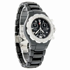Michele Tahitian Diamond Black Ceramic Chronograph Quartz Watch MWW12A000005