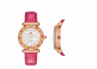 NEW MICHELE CABER TOPAZ PINK SPRINKLES ROSE GOLD,DIAMOND DIAL WATCH MW16A42B5046