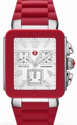 Michele Tahitian Jelly Bean Park Women's Silver Red Silicone Watch MWW06L000011