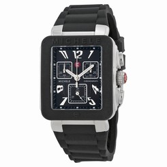 NWT MICHELE PARK JELLY BEAN BLACK & SILVER CHRONOGRAPH WATCH MWW06L000002