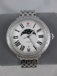 Michele Serein Diamond Bezel Moon Phase Stainless Watch MW21D01A1981 Refurbished