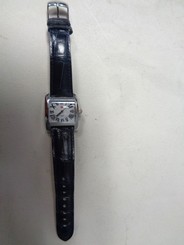 MICHELE Blue Band Stainless Steel Alligator Wristwatch Size 20 B2869