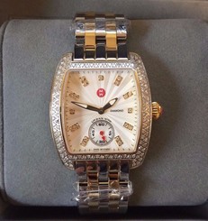 NEW Authentic Michele Urban Mini Diamond Gold Two Tone MWW02A000558 Watch