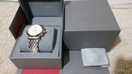 Michele CSX-39 two tone gold silver chronograph watch MWW03D000026 Stainless NEW