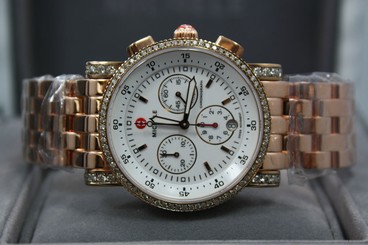 MICHELE SPORT SAIL CUSTOM DIAMOND ROSE GOLD LADIES WATCH SET WITH 1.20 CARATS