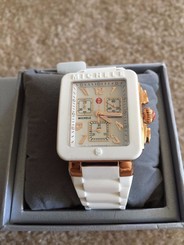 NWT MICHELE Park Jelly Bean rose gold/ white Watch MWW06L000014