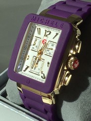 NWT MICHELE PARK JELLY BEAN PURPLE & GOLD CHRONOGRAPH WATCH MWW06L000020 $395
