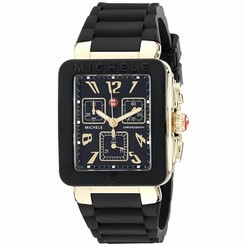MICHELE WOMEN'S 33MM SILICONE BAND STEEL CASE SWISS QUARTZ WATCH MWW06L000015