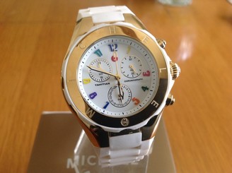 Michele Ladies Large Tahitian Jelly Bean White Carousel Dial Watch MWW12F000043