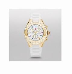MICHELE TAHITIAN JELLY BEAN WHITE SILICONE+GOLD,MULTI CHRONO WATCH-MWW12F000043