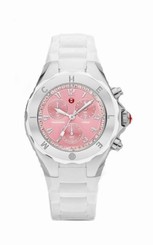 NEW Michele Large Tahitian Jelly Bean Pink Topaz Watch MWW12F000081 + Box NIB