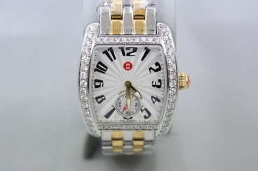 MICHELE URBAN MINI TWO TONE CUSTOM DIAMOND ENCRUSTED WATCH REF:MWW02A000240
