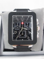 NEW Michele Jelly Bean Park Black & Silver Chronograph Watch MWW06L000002 NIB