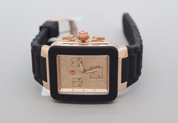 MICHELE PARK JELLY BEAN BLACK SILICONE+ROSE GOLD,CHRONOGRAPH WATCH-MWW06L000031