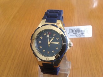 Michele Ladies Tahitian Jelly Bean Petite Navy Blue /Gold Watch MWW12P000004