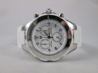 NEW Michele Large Tahitian Jelly Bean White & Silver Watch MWW12F000001 NIB