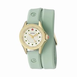 MICHELE WOMEN'S 25MM GREEN SILICONE BAND QUARTZ ANALOG WATCH MWW27B000002