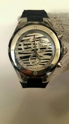 MMWW12F000053 Michele Carousel Zebra DIal Black Silicone Swiss Watch $345