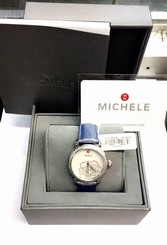 NEW MICHELE MW03T01A1058 CSX JARDIN DIAMOND WHITE MOP Blue Band WOMEN'S WATCH