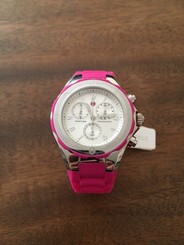 MICHELE TAHITIAN JELLY BEAN PINK CHRONOGRAPH WOMEN WATCH MWW12F000050 NEW IN BOX