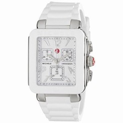 Michele Women's White Silicone Band Steel Case Quartz Analog Watch MWW06L000001