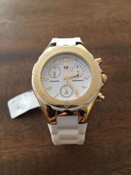 MICHELE TAHITIAN JELLY BEAN WHITE GOLD TONE CHRONOGRAPH WOMEN WATCH MWW12D000011