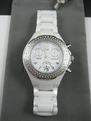 MICHELE WHITE CERAMIC DIAMOND TAHITIAN 34MM MWW12A "MINT"