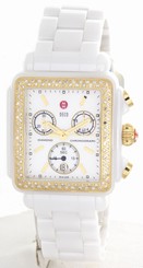 Michele Women's White Deco Ceramic Ladies Diamond Watch MWW06F000003