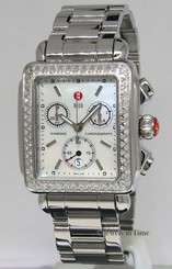 Michele Deco Chronograph Stainless Steel MOP Diamond Quartz Ladies Watch 71-6000