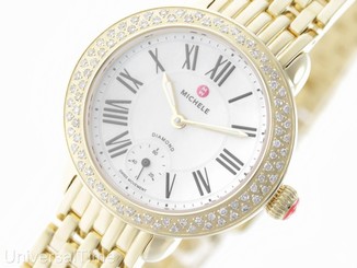 NEW MICHELE SEREIN 12 GOLD DIAMOND BEZEL WHITE MOP MWW21E000013 MW21E01B0025