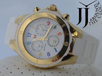NEW MICHELE TAHITIAN BEAN JELLY BEAN LARGE SWISS WHITE GOLD WATCH MWW12F000043
