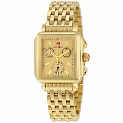 MICHELE WOMEN'S GOLD TONE STEEL BRACELET & CASE QUARTZ WATCH MWW06P000244
