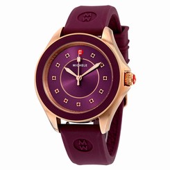 Michele Cape Berry Sunray Dial Berry Silicone Quartz Ladies Watch MWW27A000002
