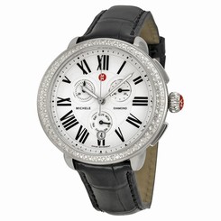 Michele Serein Chronograph Silver Dial Brown Leather Ladies Watch MWW21A000003