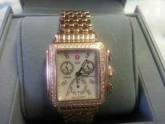 Michele Deco Diamond MW06P01B4046 18K Rose Gold Plated Steel Quartz Women
