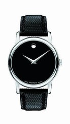 Movado Museum Classic Black 38mm Steel/Leather Men's Watch 2100002 885997018128